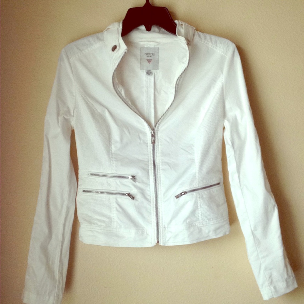 Guess Lightweight White Moto Jacket